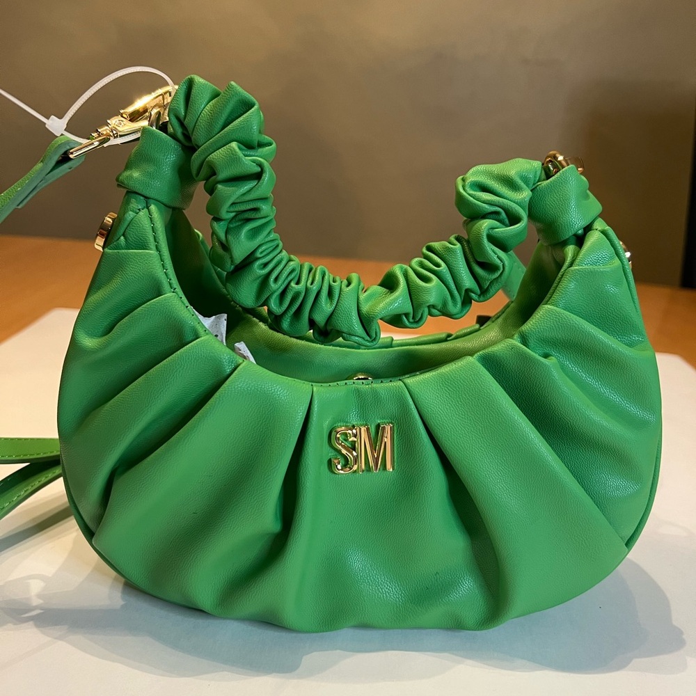 BNWT Steve Madden BCorinne Crescent Crossbody Ruched Handle Green Flare Bag